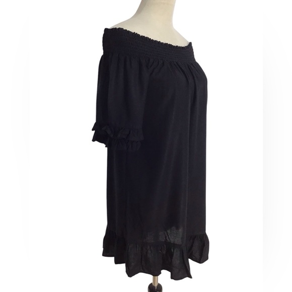 Boston Proper Black Off Shoulder Ruffle Sleeve Mini Dress Women’s Size XS - Picture 3 of 7